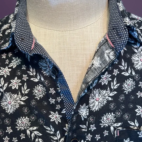 Ted Baker London - Dillan Long Sleeve Floral Print Shirt Black & White 🖤🌸🤍 - Picture 2 of 6